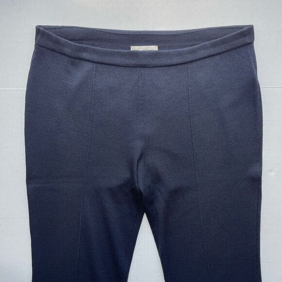 St John Collection Santana Knit Crop Pants Navy Pull On Elastic Waist Wide Leg - Picture 3 of 7